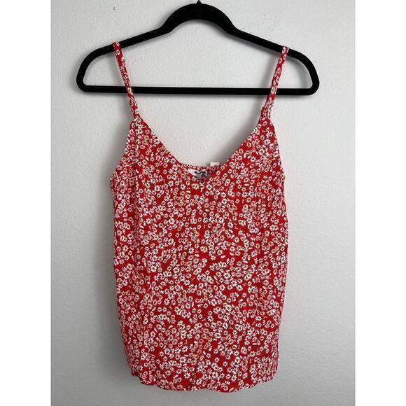 Madewell Women's V-Neck Cami Tank in Red Ditsy Floral Size 6 - Picture 7 of 11